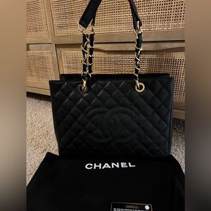 100% Authentic Rare Chanel Grand Shopper Tote - gold hardware